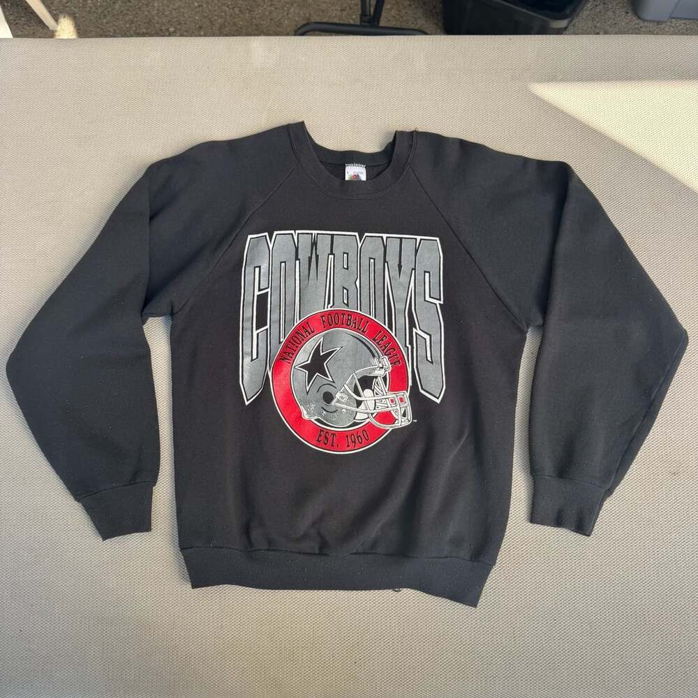 Fruit of the Loom Dallas Cowboys Sweatshirt Size L Black NFL Football Crewneck